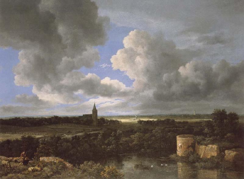 Jacob van Ruisdael A Landscape with a Ruined Castle and a Church Norge oil painting art